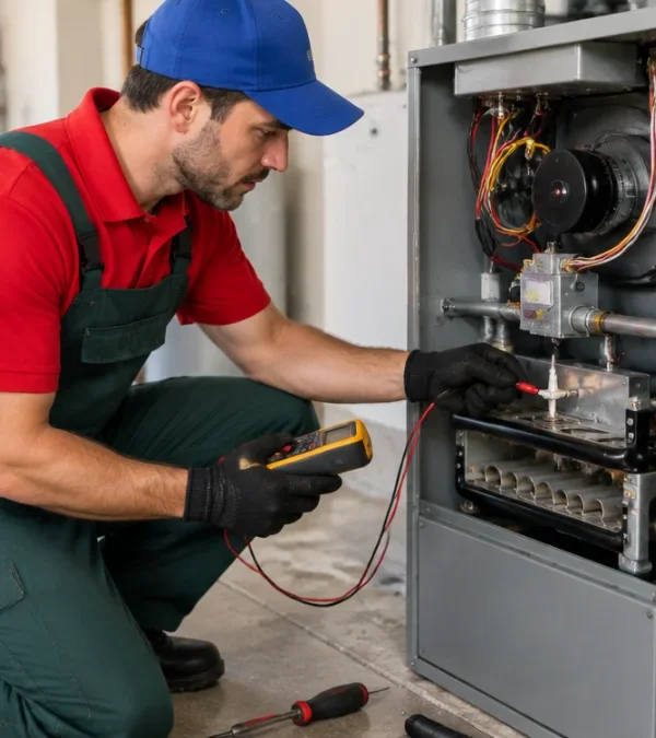 Heater Repair Modesto – Yourk AC technician repairing a furnace
